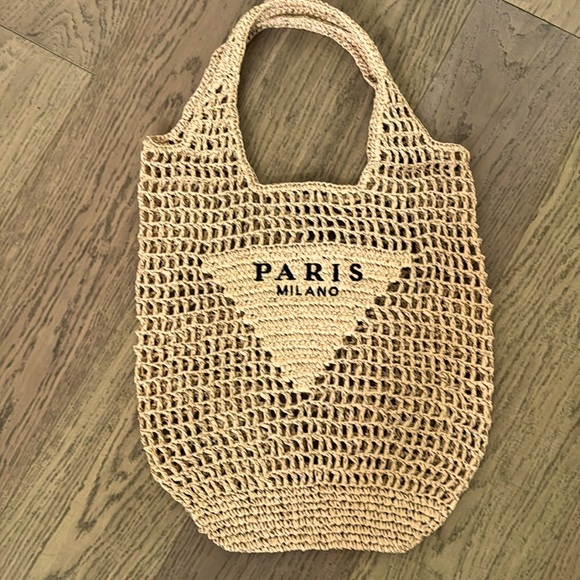 straw woven tote Paris Milano. NWOT - Picture 3 of 5
